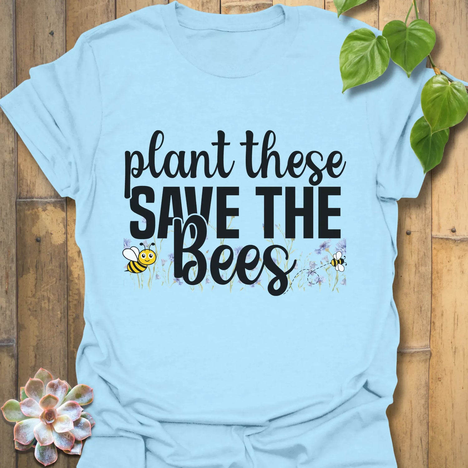 Plant These Save The Bees T-shirt Light Blue / S T-Shirt