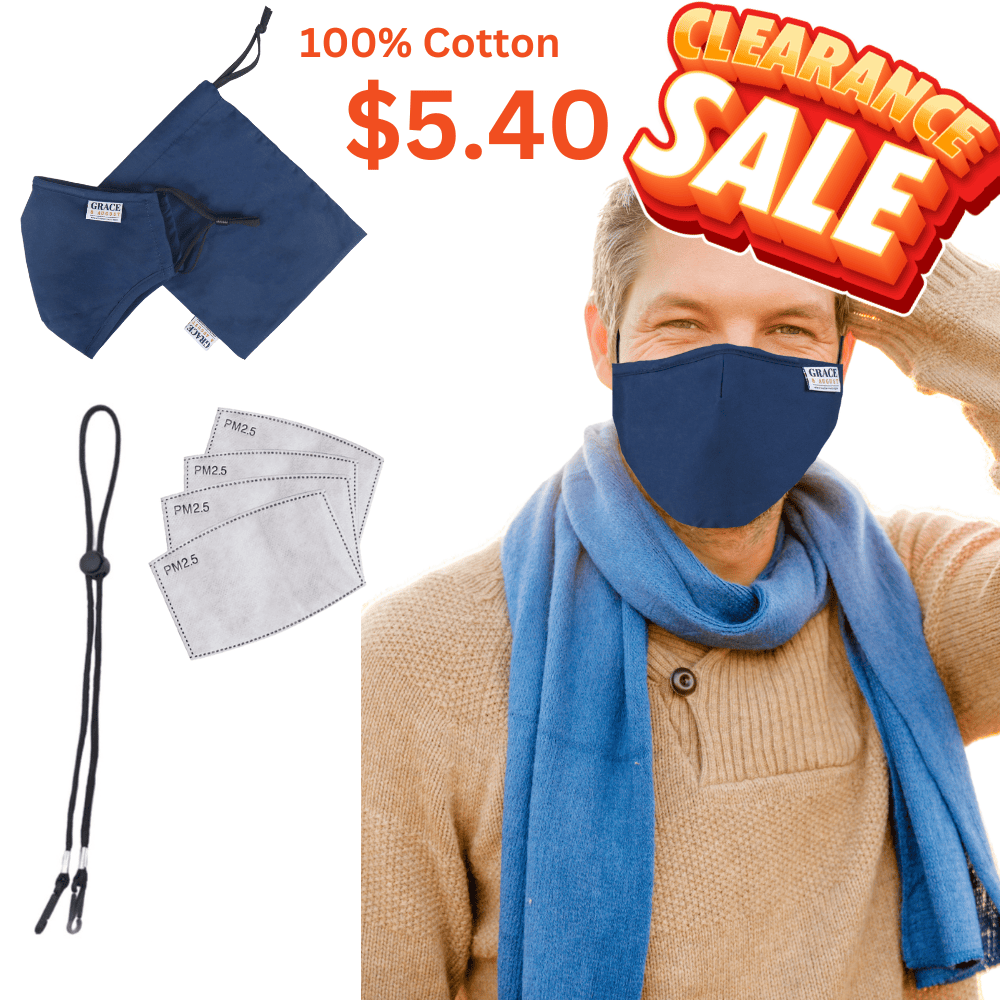 Premium Face Mask Set - 3 Layer 100% Cotton Reusable Face Mask - Navy Face masks