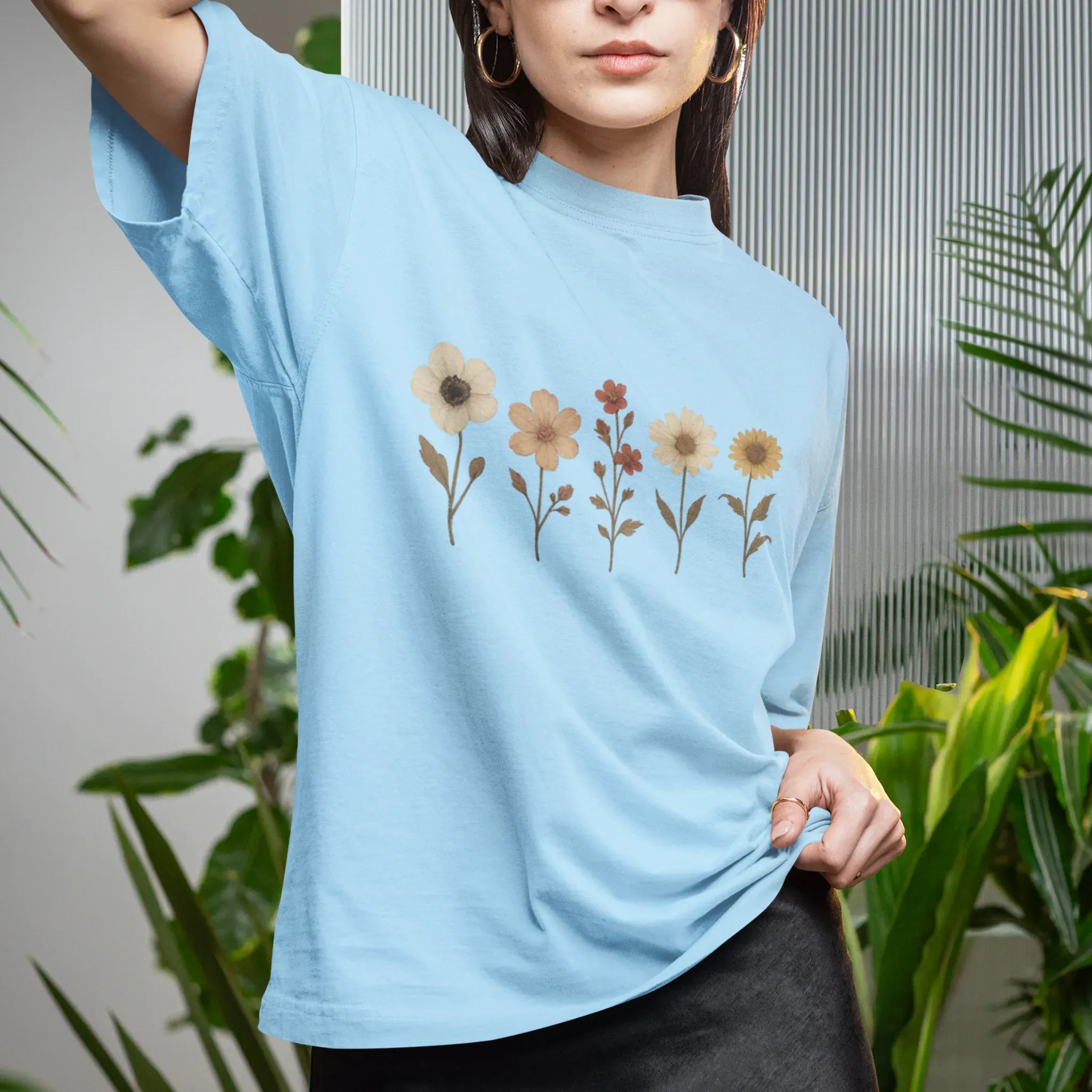 Pressed Flower T-shirt Light Blue / S T-Shirt