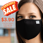 Reusable Fabric  Face Mask - with nose wire, Filter Pocket & 2 X PM2.5 Filters- Black Face masks