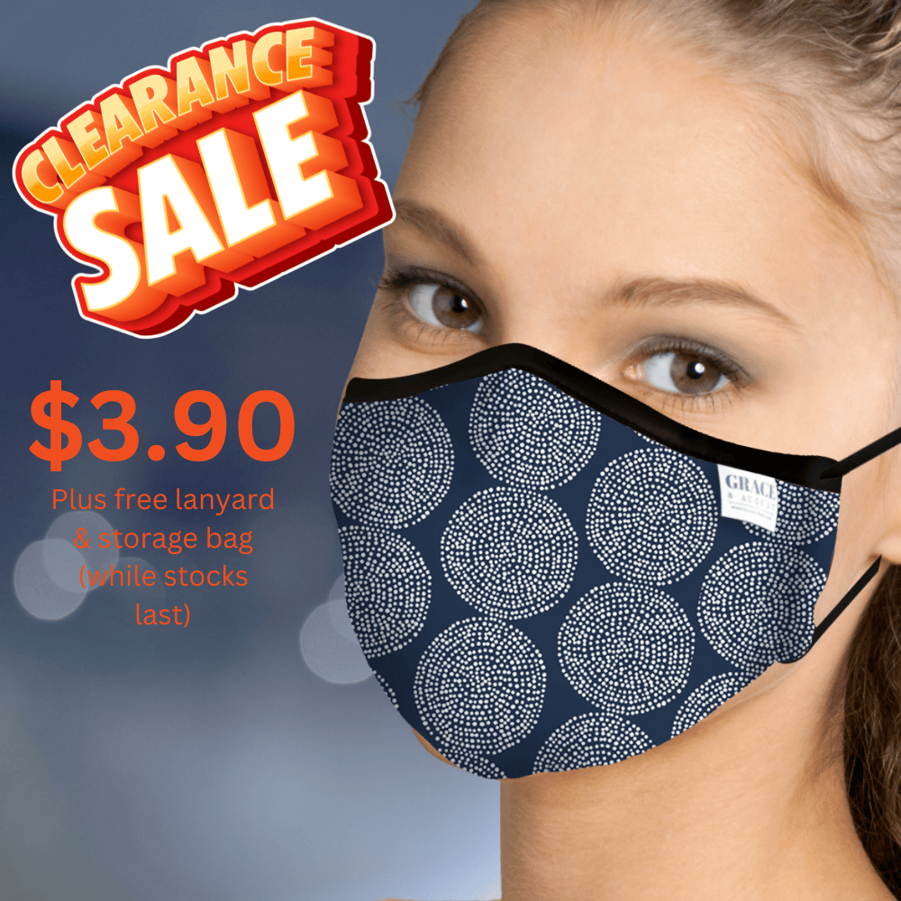 Reusable Fabric  Face Mask - with nose wire, Filter Pocket and two 2.5 Filters - Blue Dot Face masks