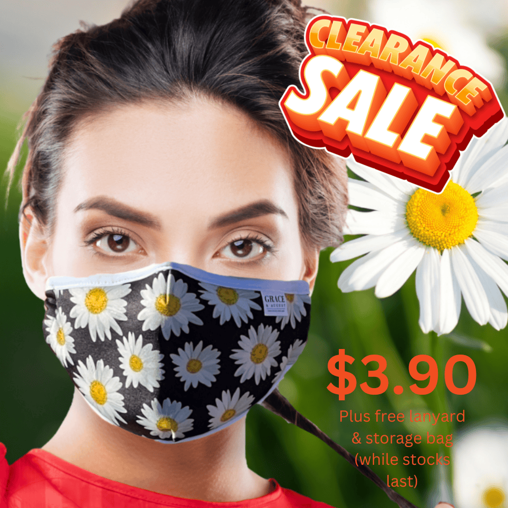 Reusable Fabric Face Mask - with nose wire, Filter Pocket and two 2.5 Filters- Daisy Fun Face masks