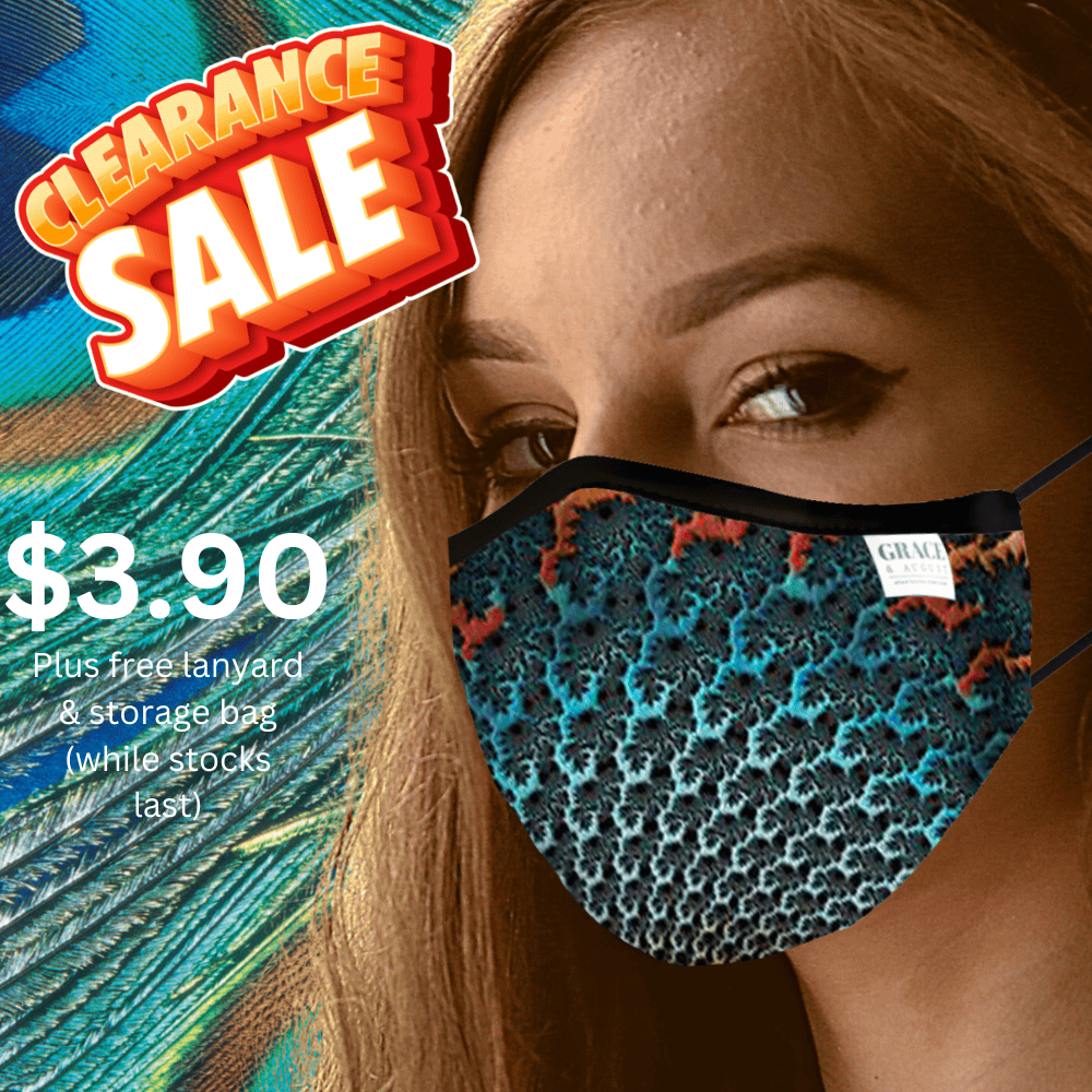 Reusable Fabric  Face Mask - with nose wire, Filter Pocket and two 2.5 Filters- Peacock Face masks