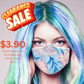 Reusable Fabric  Face Mask - with nose wire, Filter Pocket and two 2.5 Filters Tropical Leaves Face masks