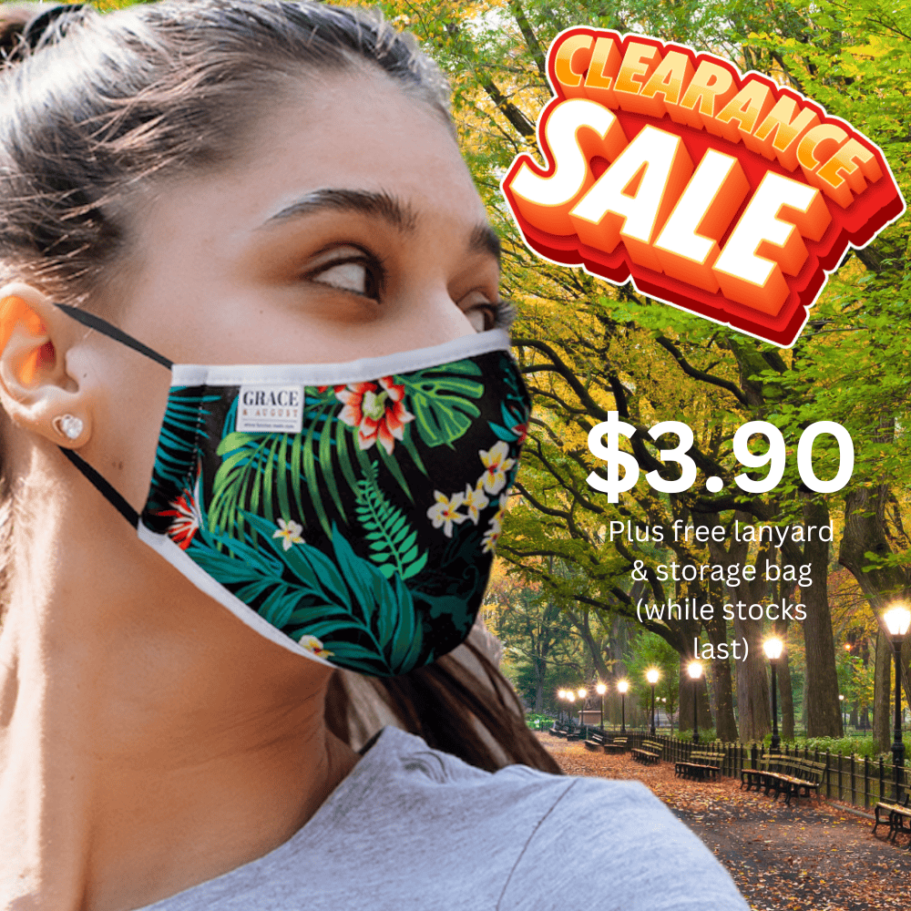 Reusable Face Mask- Fabric with Filter Pocket and two 2.5 Filters- Tropical Flower Face masks