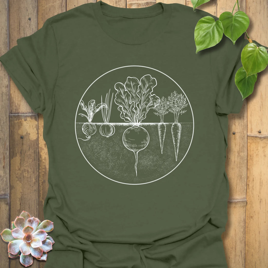 Rooted Vegetables T-shirt Military Green / S T-Shirt