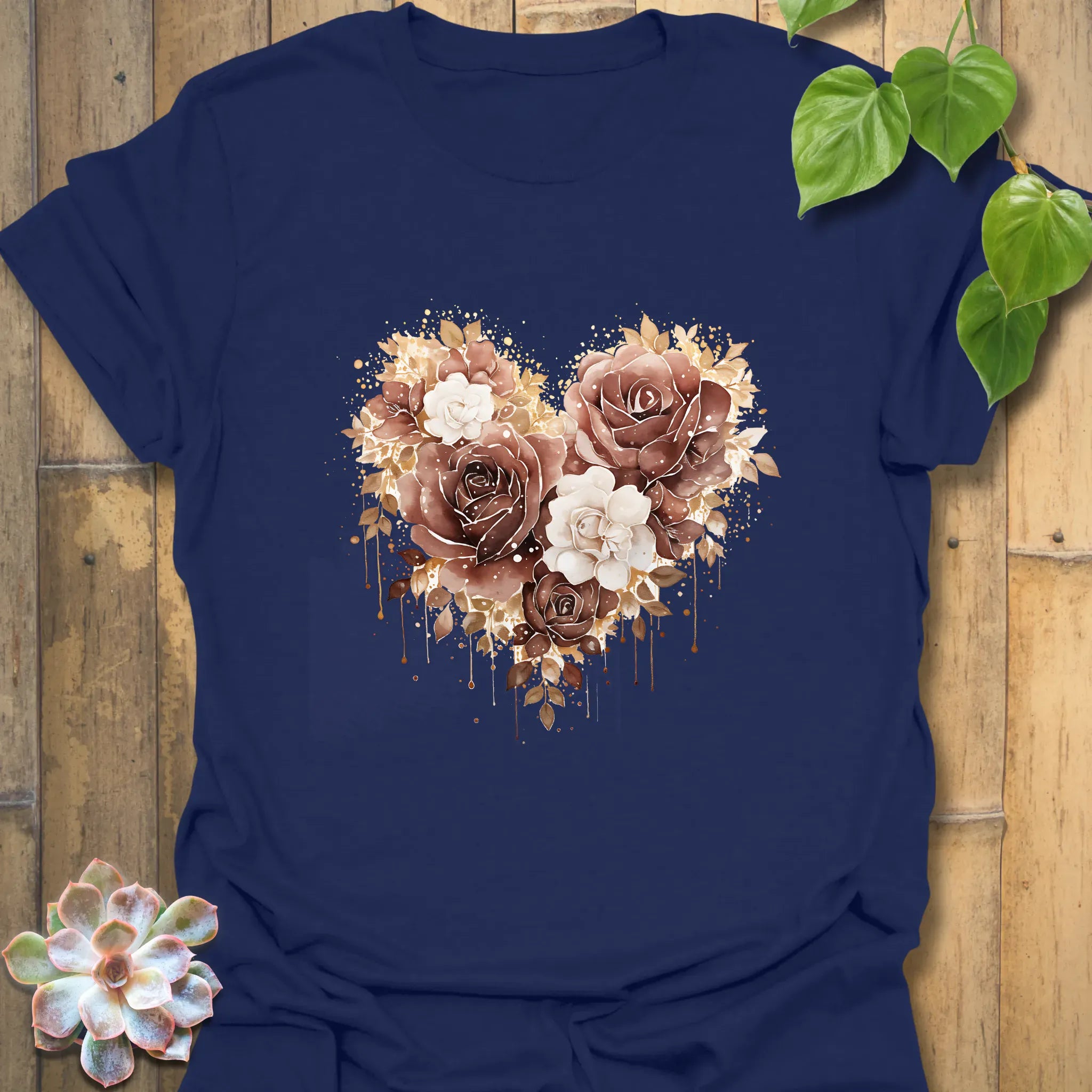 Rose Loveheart T-shirt Navy / S T-Shirt