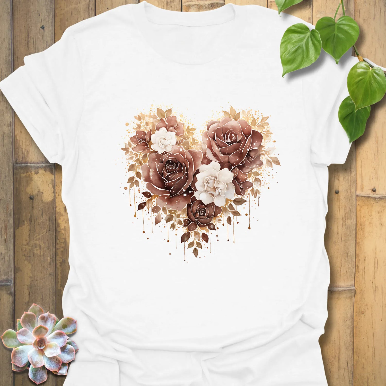 Rose Loveheart T-shirt White / S T-Shirt