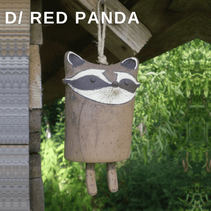 Rustic Animal Wind Chimes - Charming Small Animal Wind Chimes for Doors, Windows, and Garden D-Red panda Animal Wind Chimes