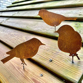 Rusty Metal Bird Ornaments - Set of 4 Lifelike Patina Metal Bird Silhouettes - Garden Fence Metal Art 4pcs set Metal Garden Art