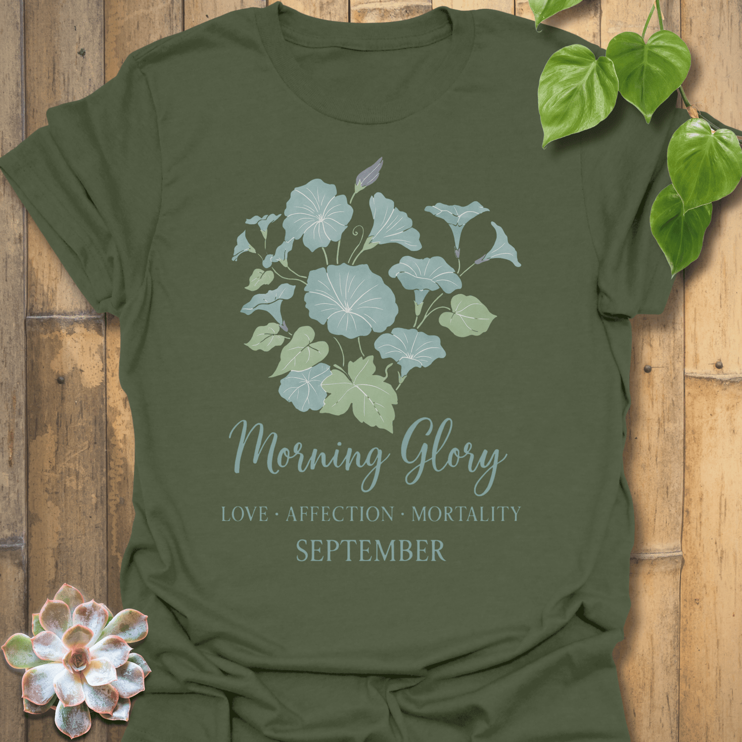 September Morning Glory T-shirt Military Green / S T-Shirt