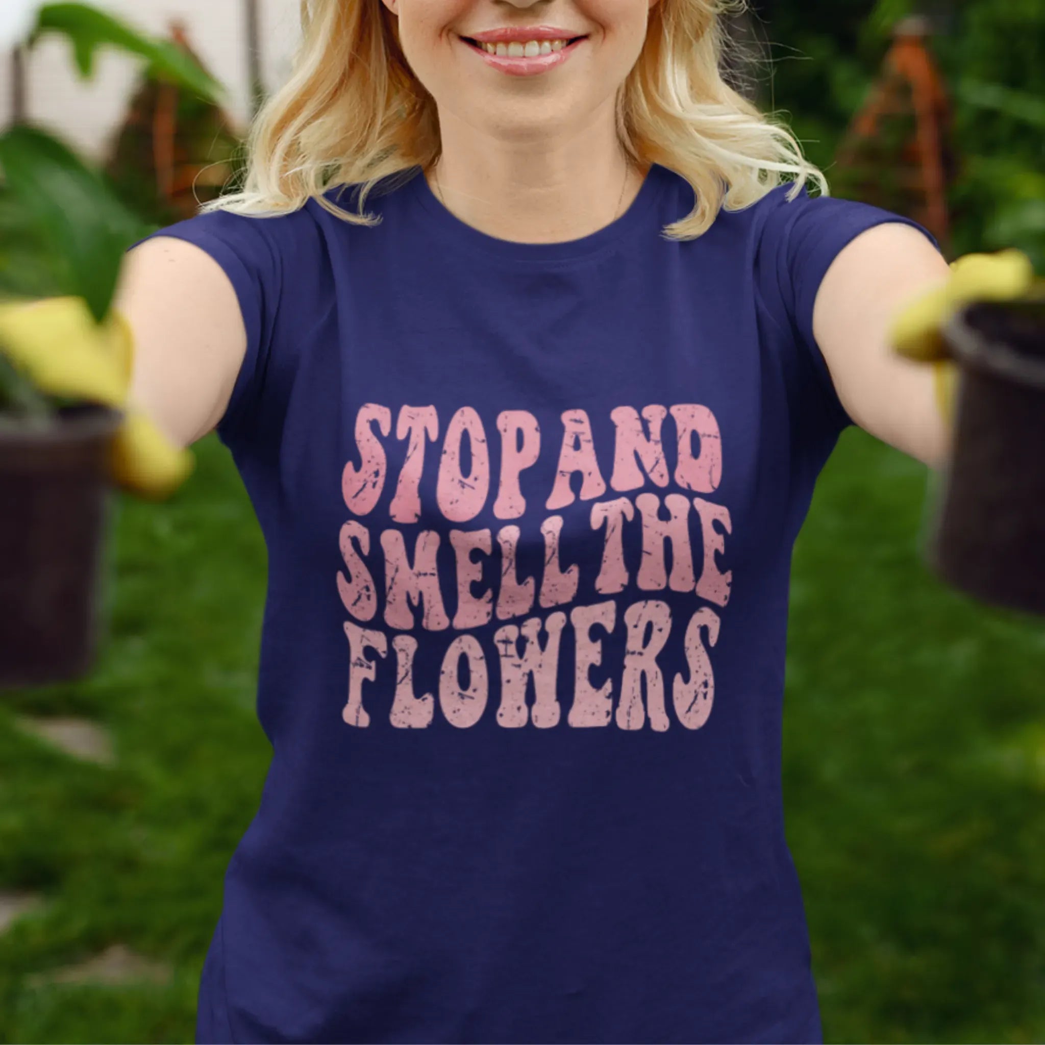 Smell The Flowers T-shirt Navy / S T-Shirt