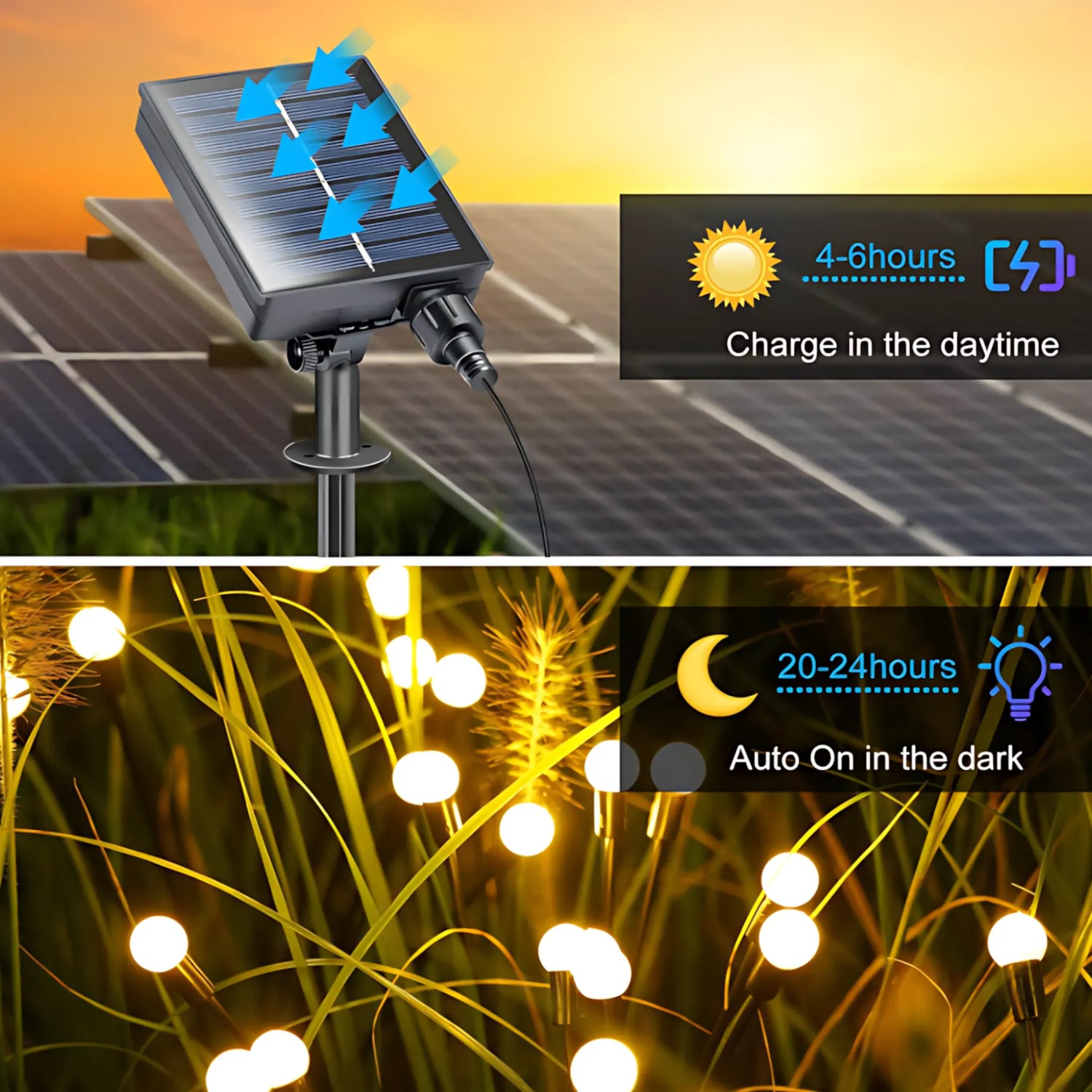 Solar Firefly Garden Lights - Waterproof 8 LED Outdoor Decor Solar Lights