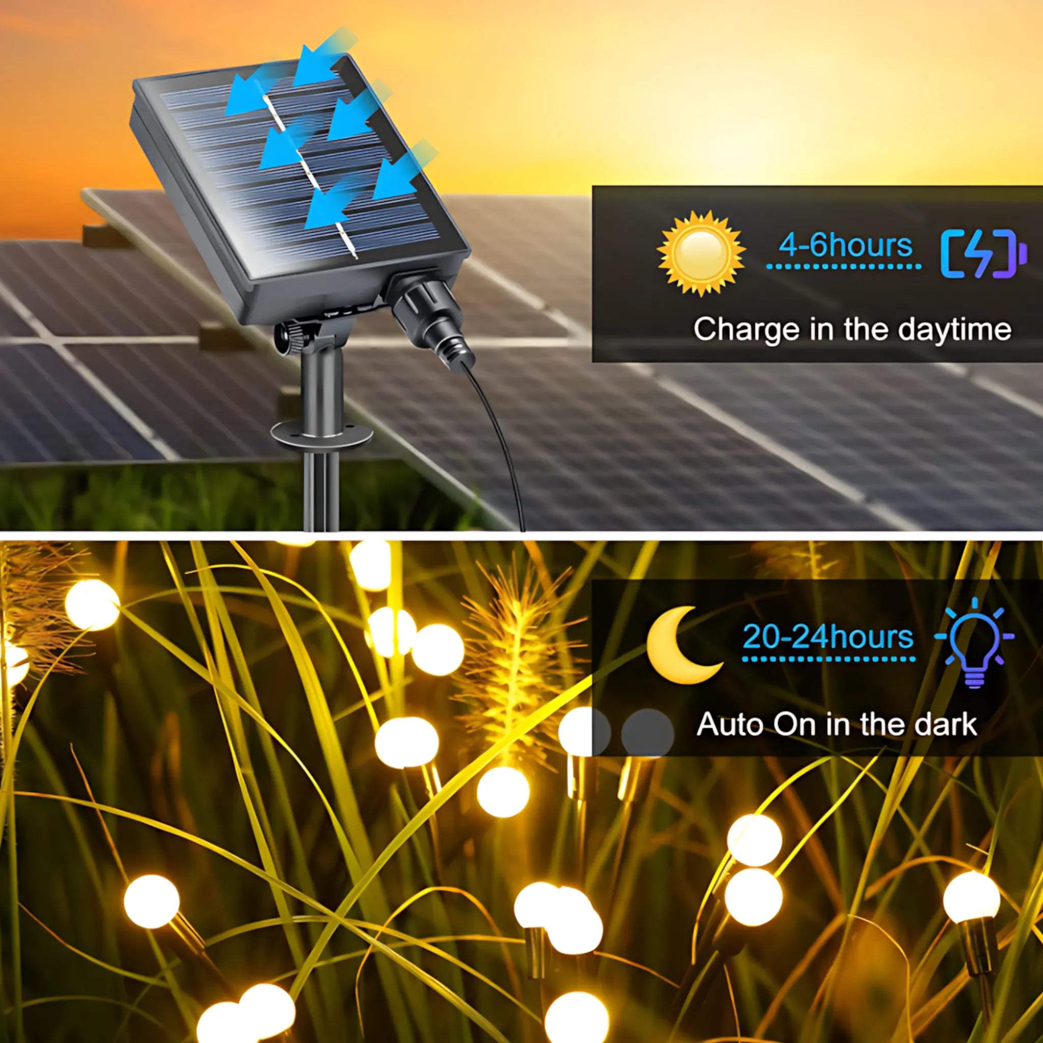 Solar Firefly Garden Lights - Waterproof 8 LED Outdoor Decor Solar Lights