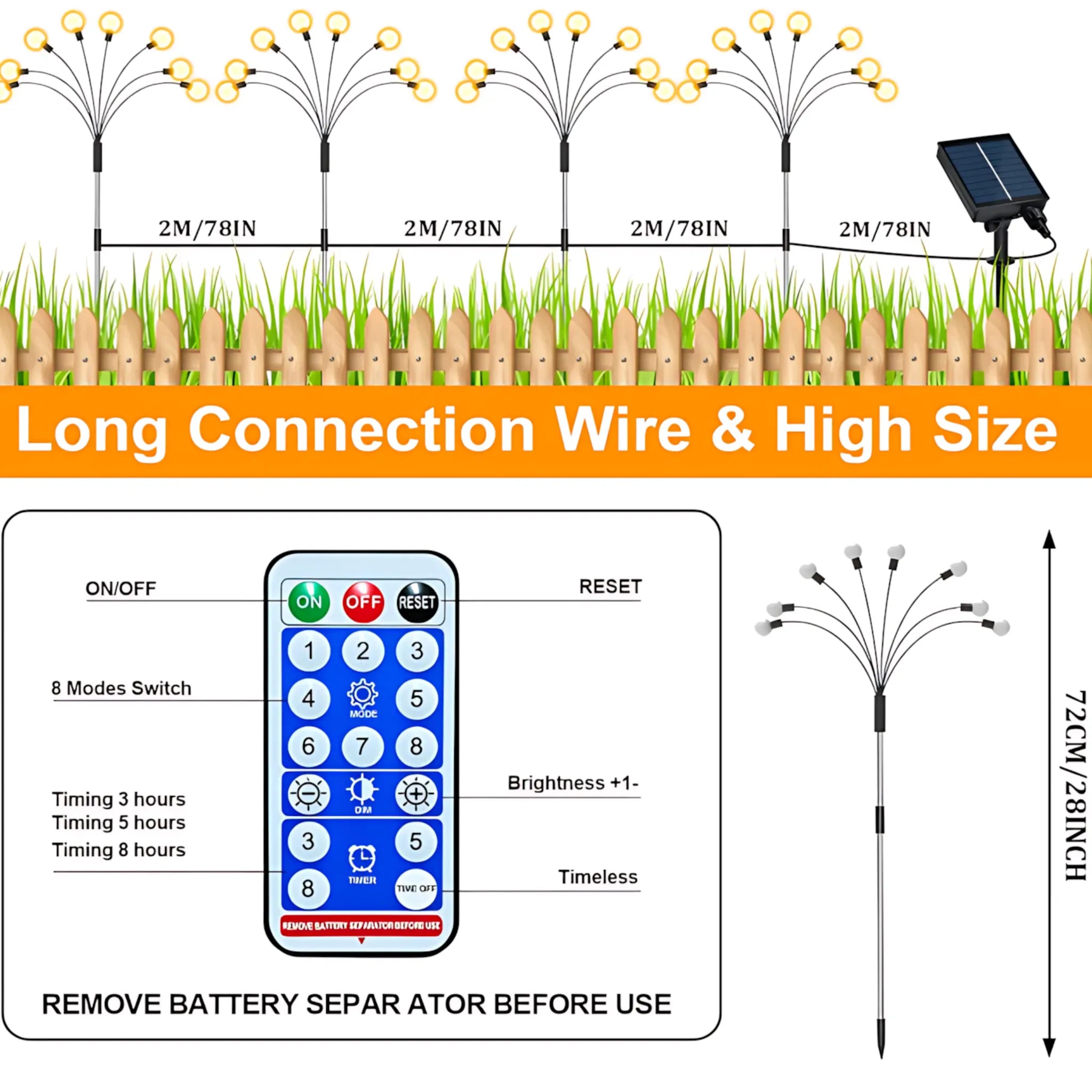 Solar Firefly Garden Lights - Waterproof 8 LED Outdoor Decor Solar Lights