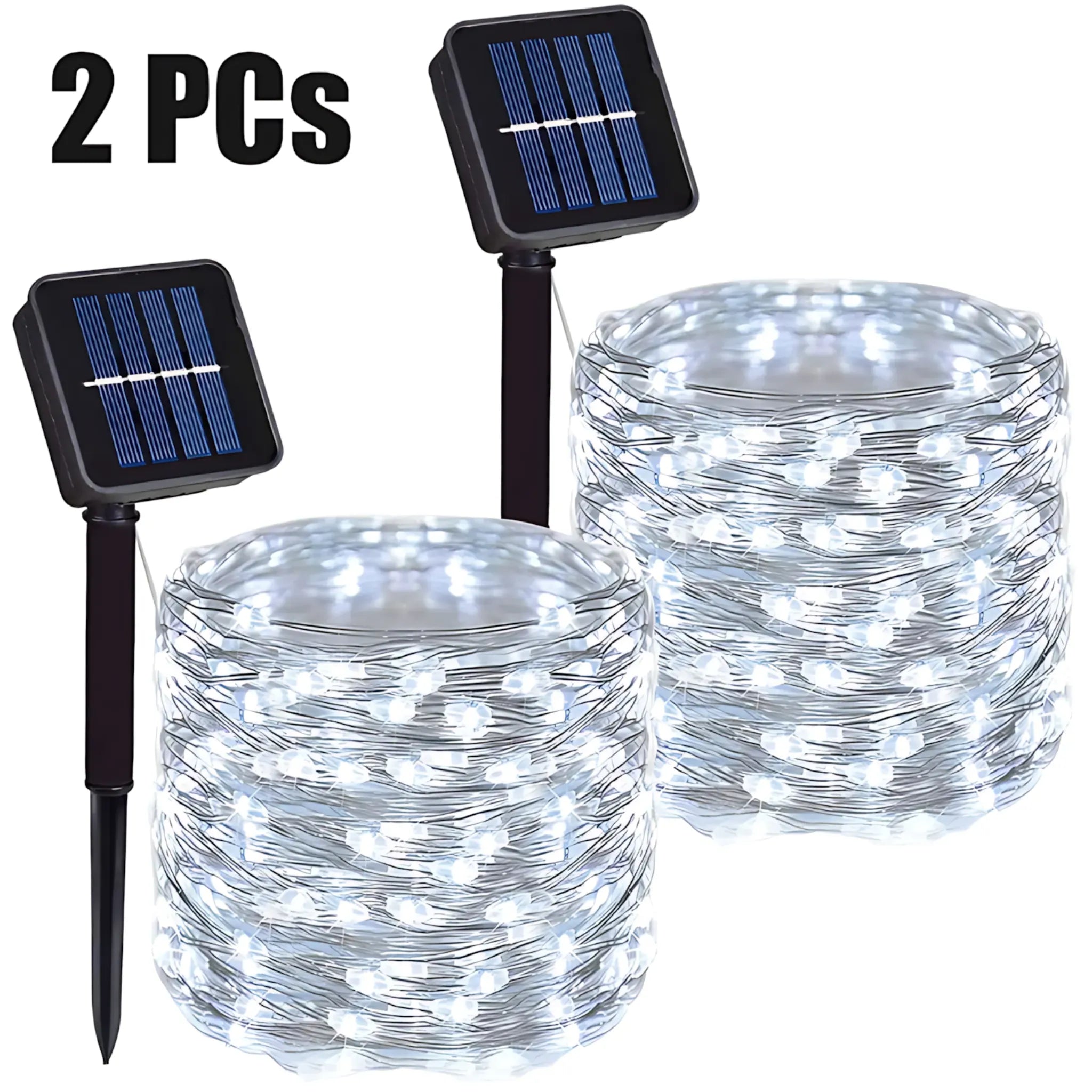 Solar String Lights - Waterproof LED Fairy Lights for Outdoor Decor White 2PC / 5M 50LED 400mAh String Lights