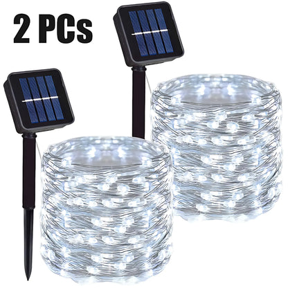 Solar String Lights - Waterproof LED Fairy Lights for Outdoor Decor White 2PC / 5M 50LED 400mAh String Lights