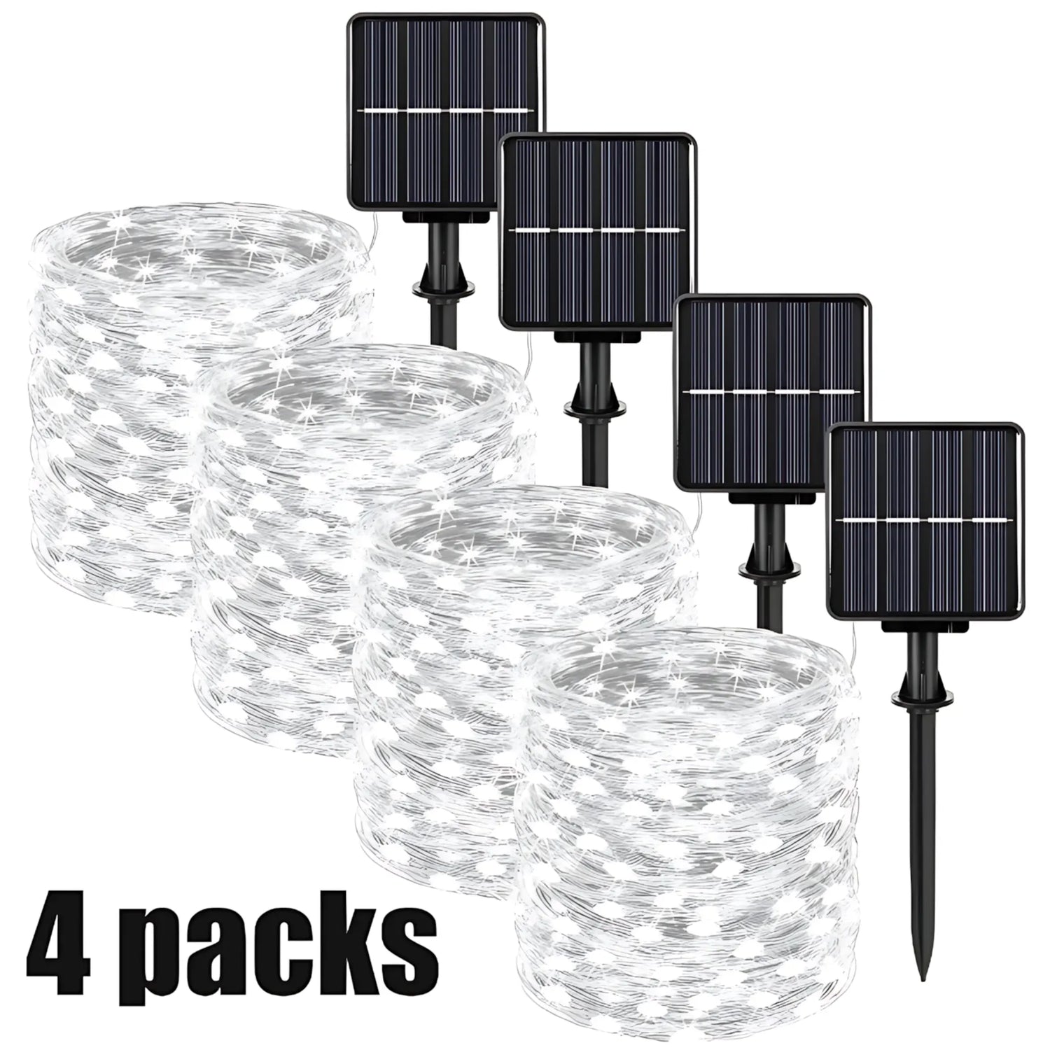 Solar String Lights - Waterproof LED Fairy Lights for Outdoor Decor White 4PC / 5M 50LED 400mAh String Lights