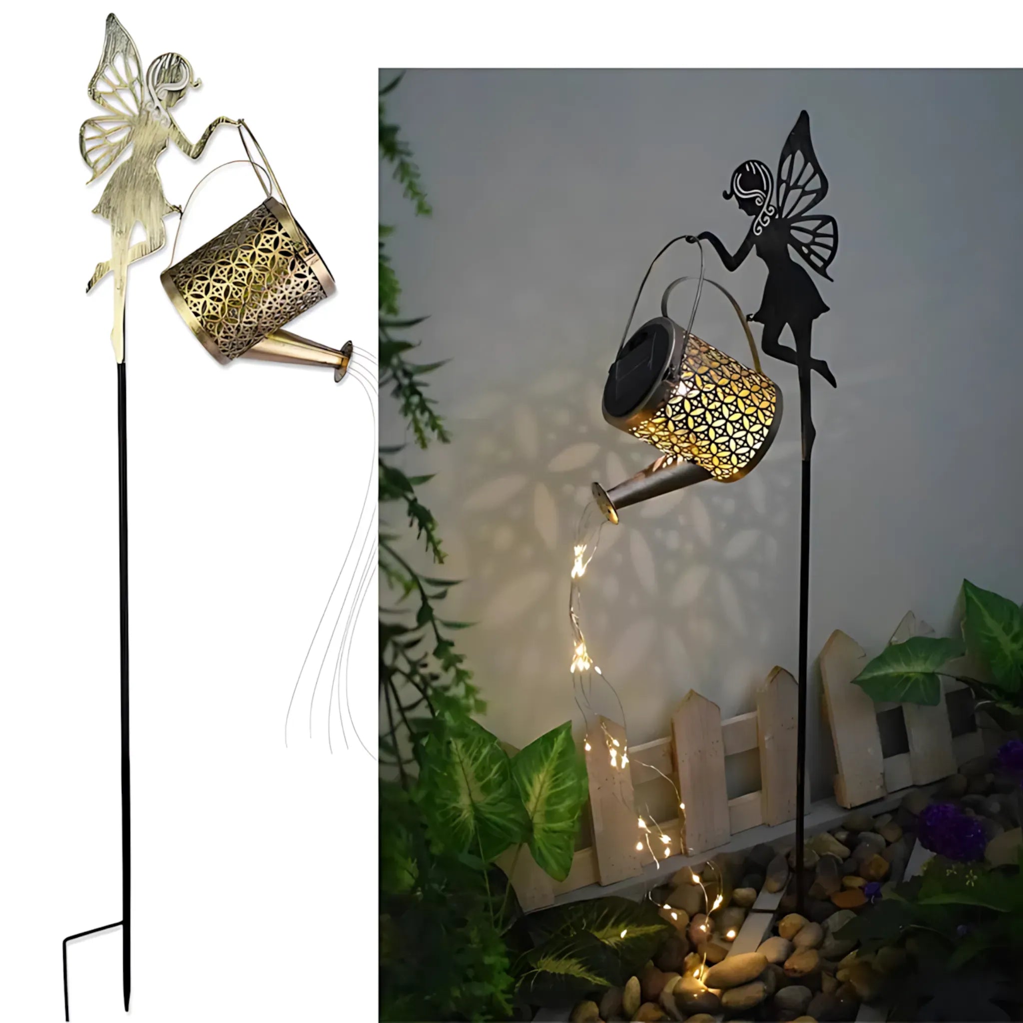 Solar Watering Can Lights - Large Retro Metal Garden Lantern Fairy Solar Light Solar Lights Lantern