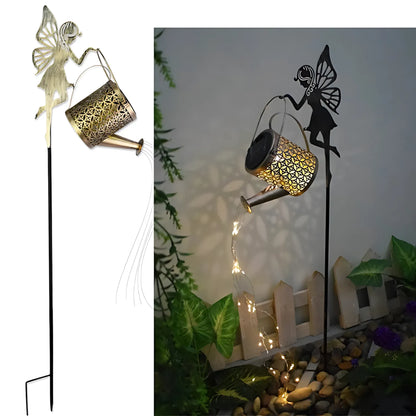 Solar Watering Can Lights - Large Retro Metal Garden Lantern Fairy Solar Light Solar Lights Lantern