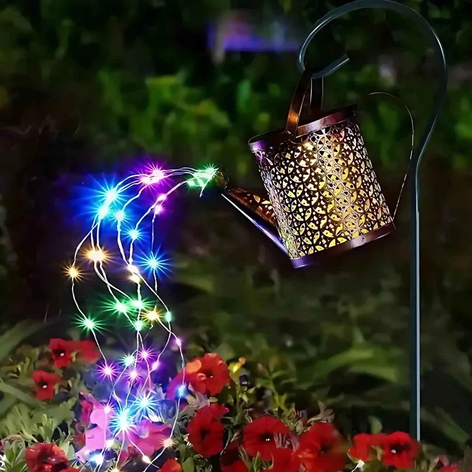 Solar Watering Can Lights - Large Retro Metal Garden Lantern RGB Solar Lights Lantern