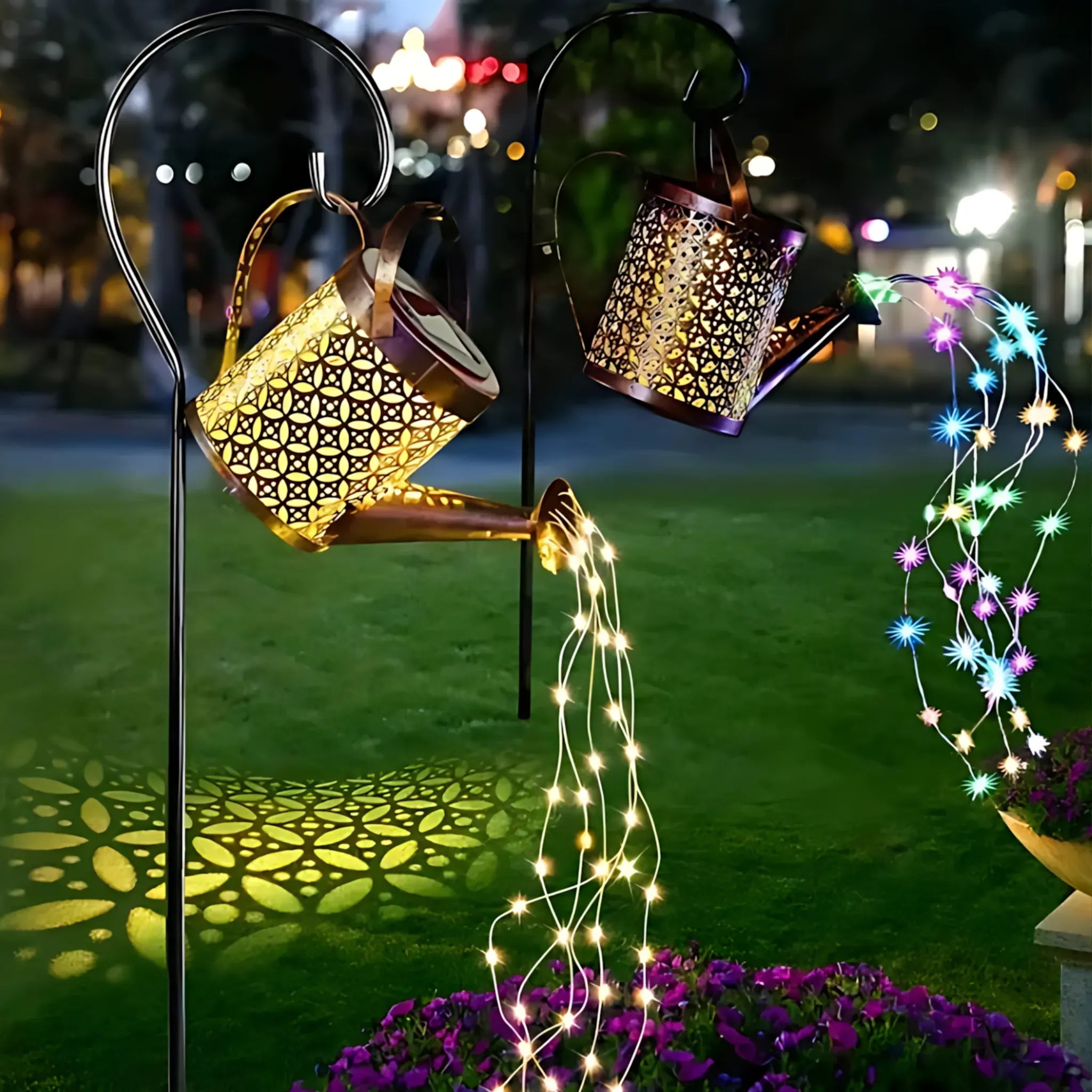 Solar Watering Can Lights - Large Retro Metal Garden Lantern Solar Lights Lantern