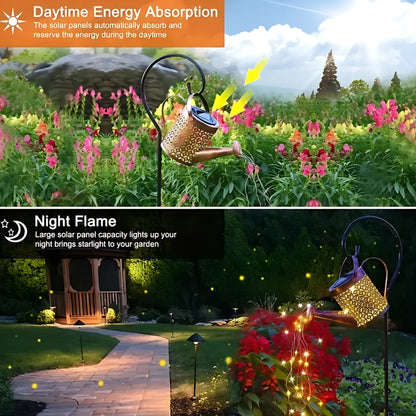 Solar Watering Can Lights - Large Retro Metal Garden Lantern Solar Lights Lantern