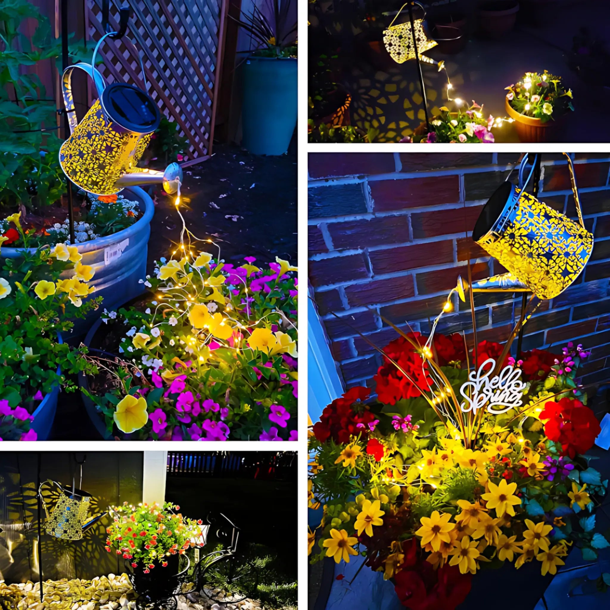 Solar Watering Can Lights - Large Retro Metal Garden Lantern Solar Lights Lantern
