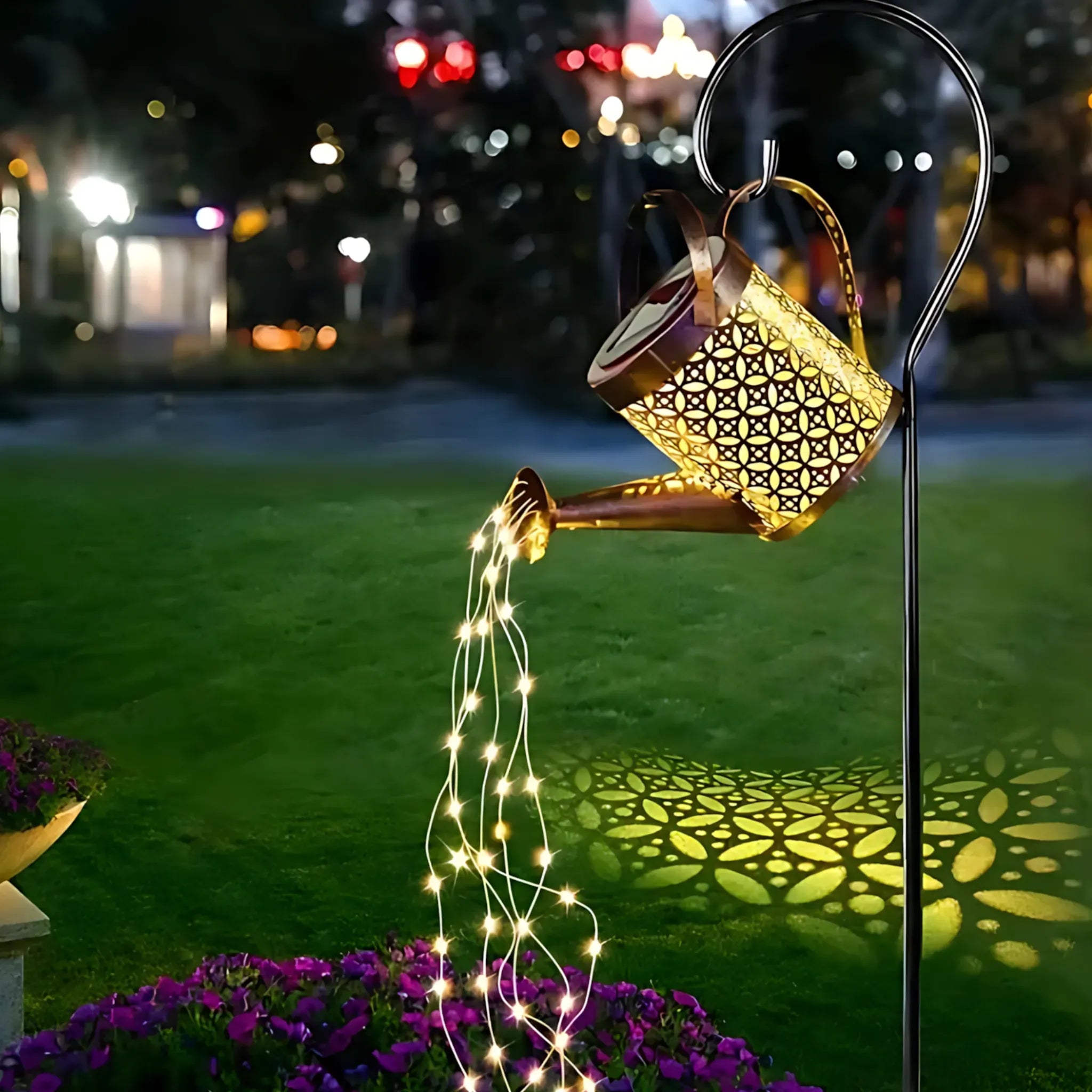 Solar Watering Can Lights - Large Retro Metal Garden Lantern Warm White Solar Lights Lantern