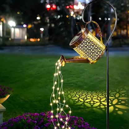 Solar Watering Can Lights - Large Retro Metal Garden Lantern Warm White Solar Lights Lantern