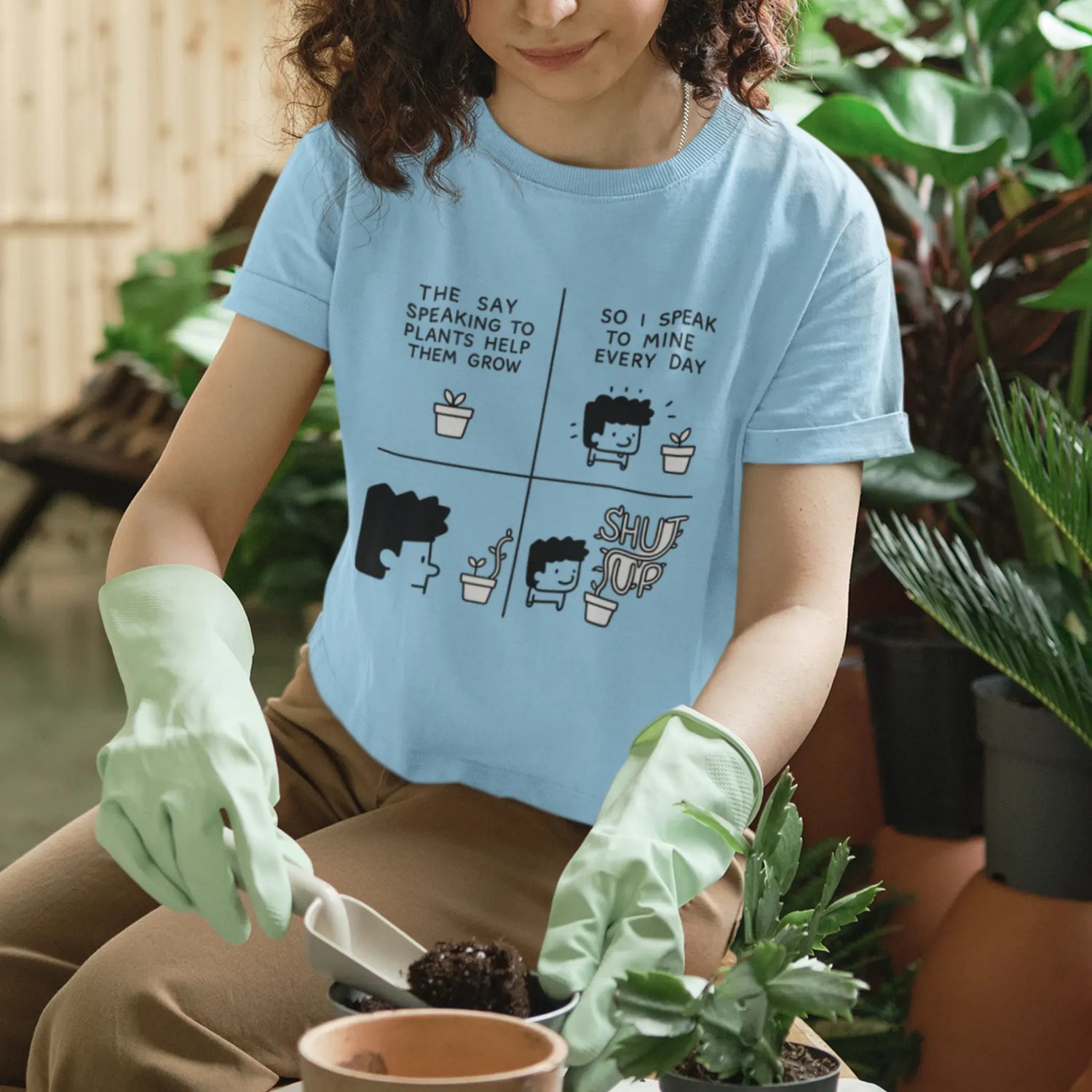 Speaking To Plant T-shirt Light Blue / S T-Shirt