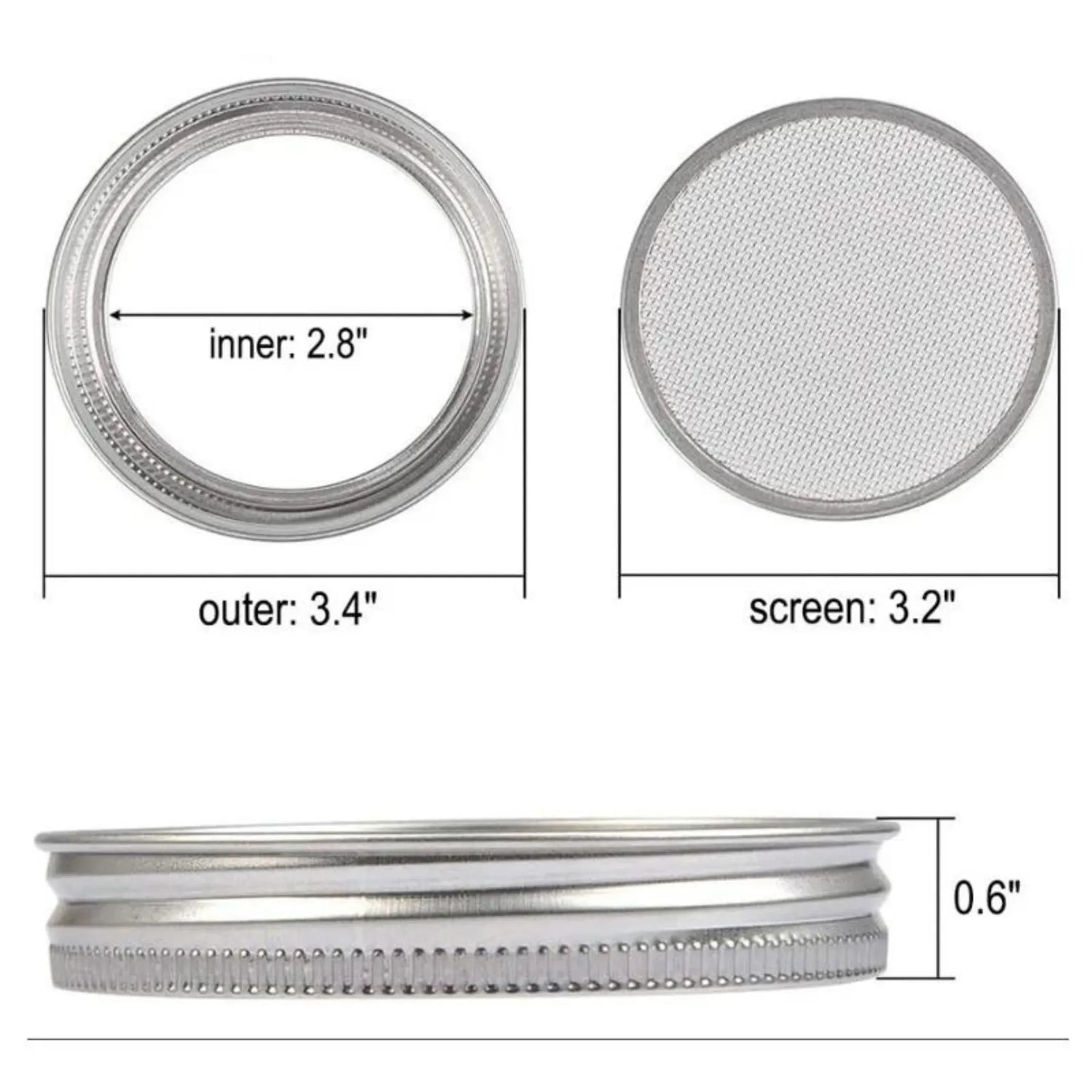 Sprouting Jar Accessories - Wide Mouth Mason Jar Strainer Lids &amp; Adjustable Stands Sprout Set