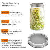 Sprouting Jar Accessories - Wide Mouth Mason Jar Strainer Lids & Adjustable Stands Sprout Set