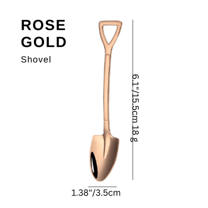 Stainless Steel Coffee Spoon,  Shovel or Spade Rose gold Type A Spoons