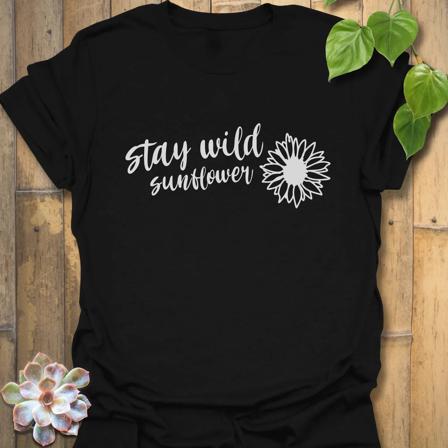 Stay Wild Sunflower T-Shirt Black / S T-Shirt