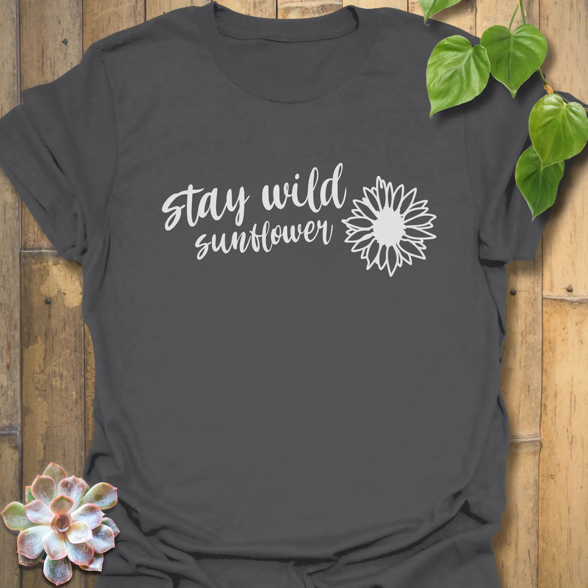 Stay Wild Sunflower T-Shirt Charcoal / S T-Shirt