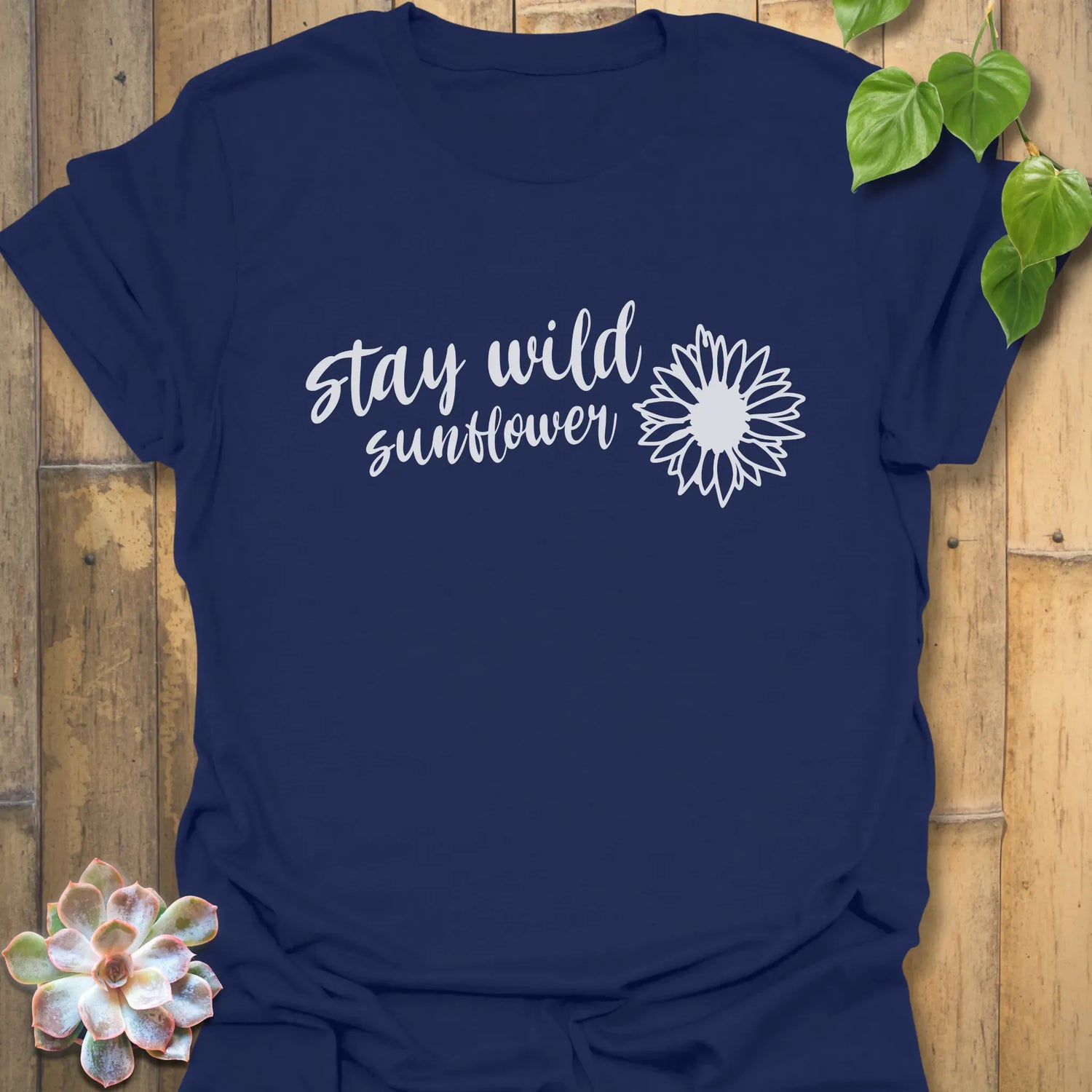 Stay Wild Sunflower T-Shirt Navy / S T-Shirt