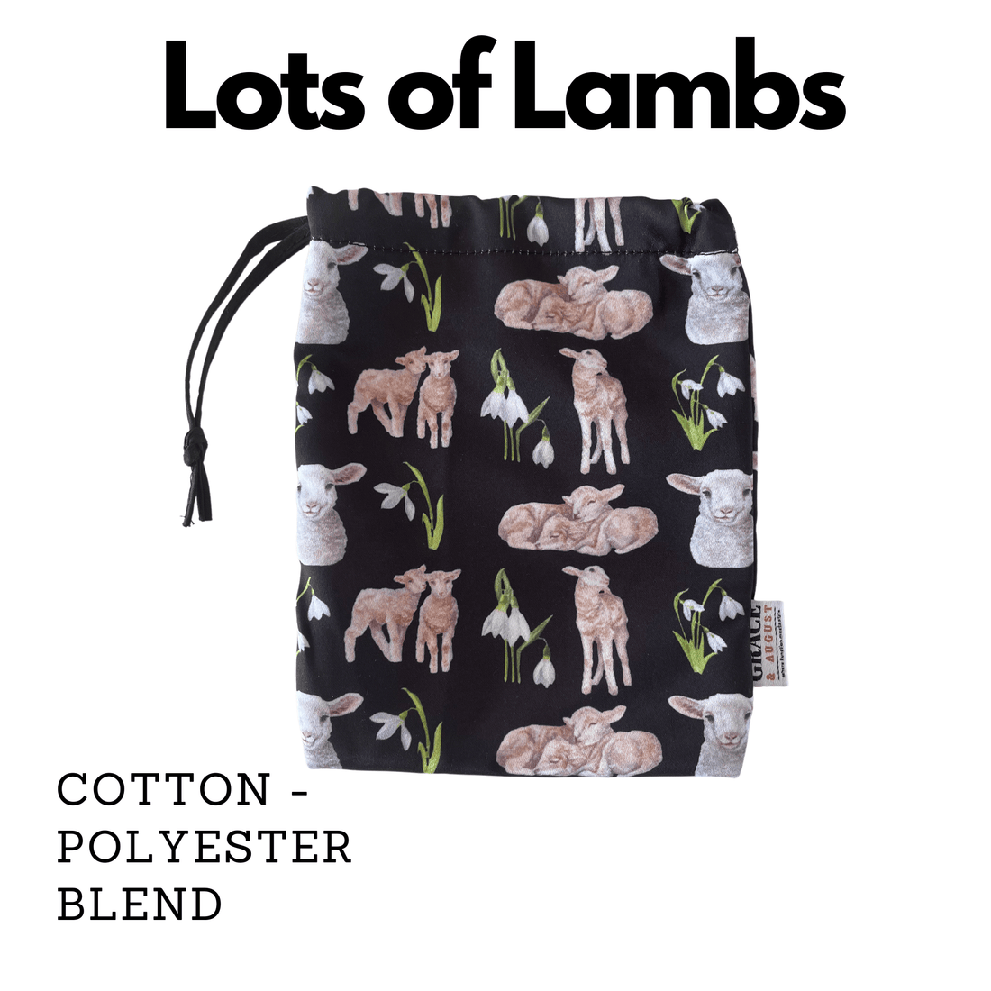 Storage Bag, Small Drawstring - Perfect for Everyday Use - Field of Lambs Face masks