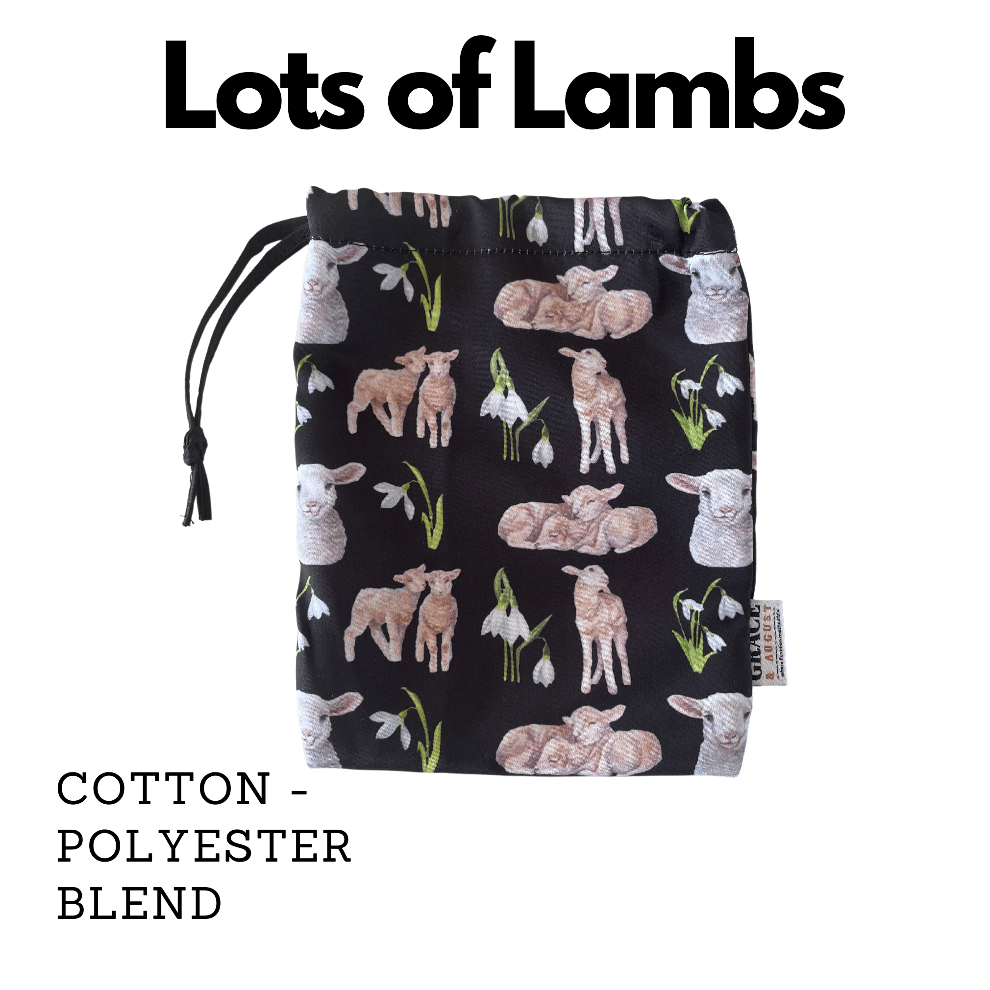 Storage Bag, Small Drawstring - Perfect for Everyday Use - Field of Lambs Face masks