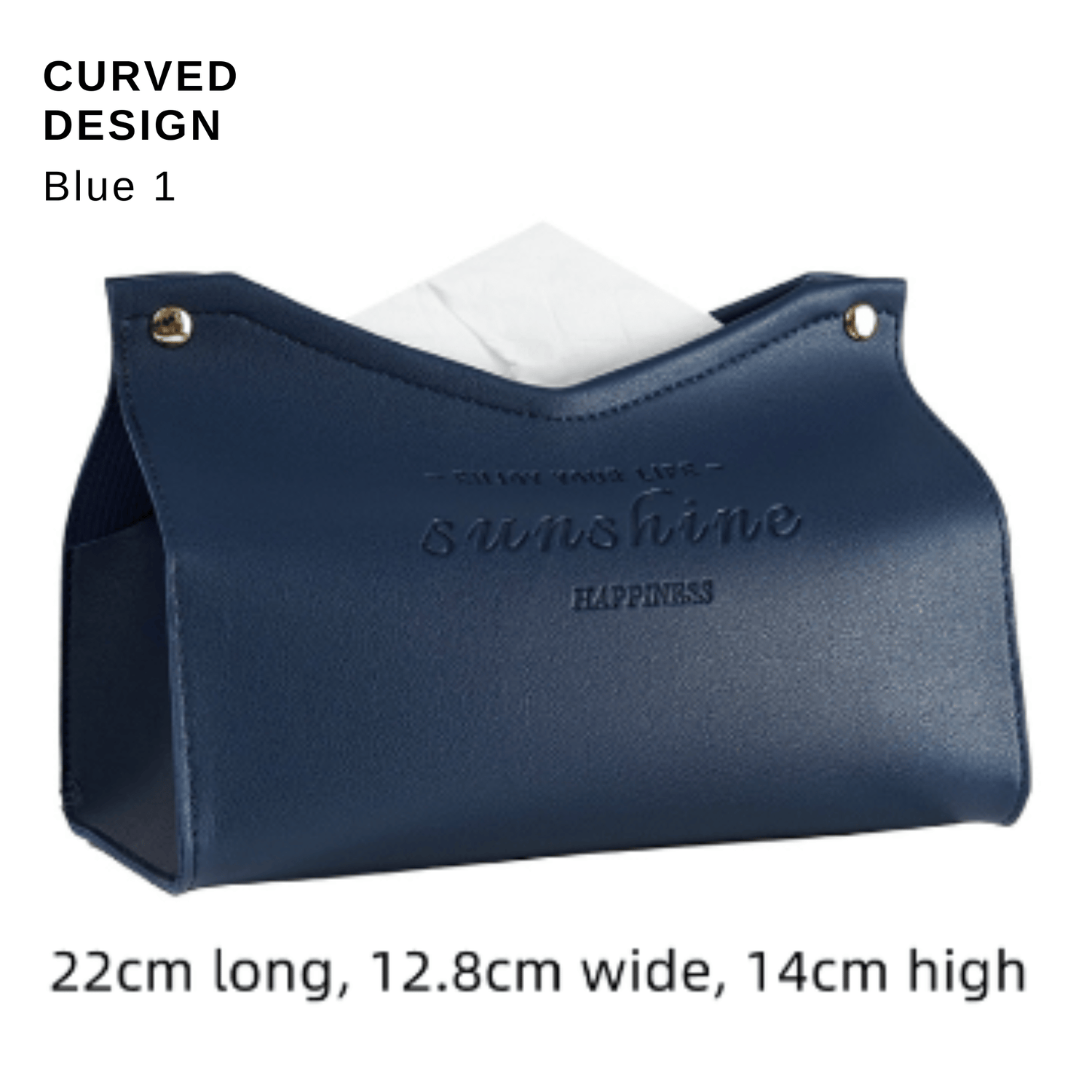 Stylish PU Tissue Box Holder | Curved and Straight Styles | Seven Colors blue1 Facial Tissue Holder