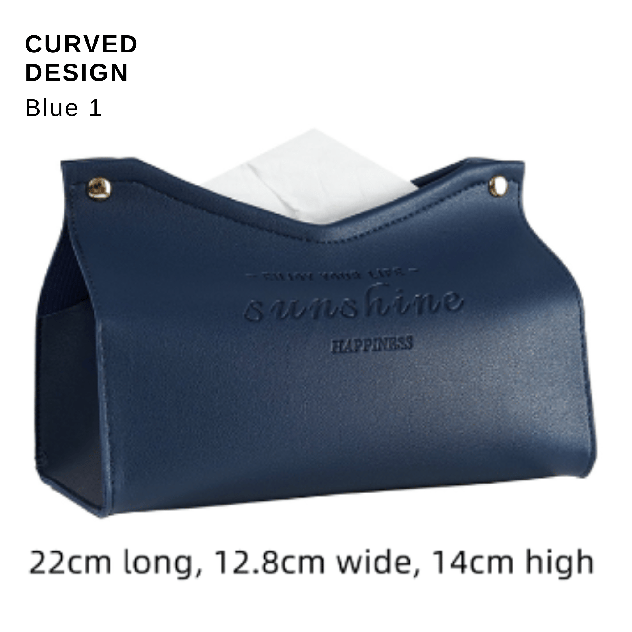 Stylish PU Tissue Box Holder | Curved and Straight Styles | Seven Colors blue1 Facial Tissue Holder