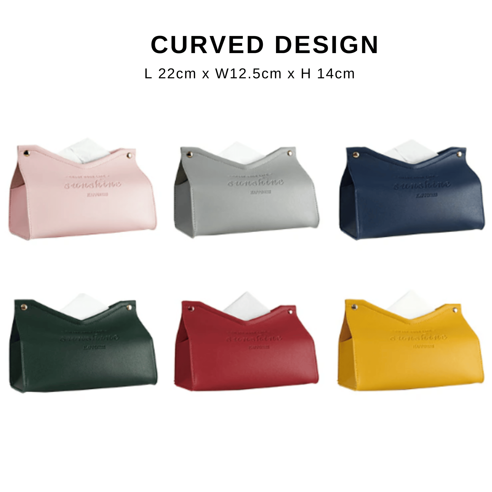 Stylish PU Tissue Box Holder | Curved and Straight Styles | Seven Colors Facial Tissue Holder