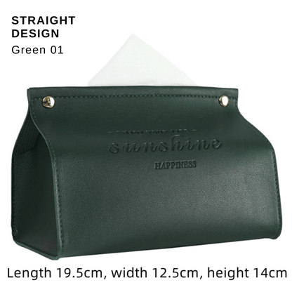 Stylish PU Tissue Box Holder | Curved and Straight Styles | Seven Colors green01 Facial Tissue Holder