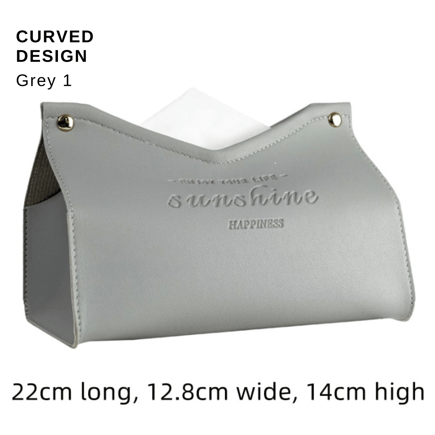 Stylish PU Tissue Box Holder | Curved and Straight Styles | Seven Colors grey1 Facial Tissue Holder