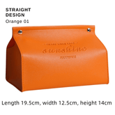 Stylish PU Tissue Box Holder | Curved and Straight Styles | Seven Colors orange01 Facial Tissue Holder