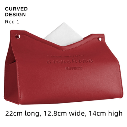 Stylish PU Tissue Box Holder | Curved and Straight Styles | Seven Colors red1 Facial Tissue Holder