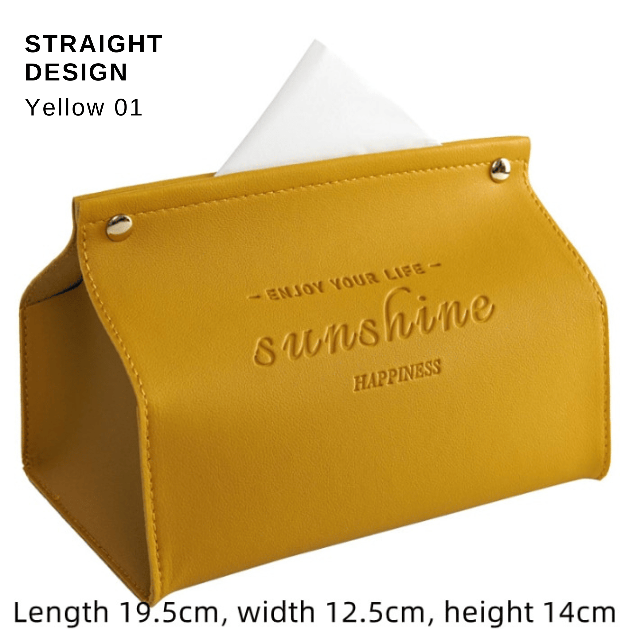 Stylish PU Tissue Box Holder | Curved and Straight Styles | Seven Colors yellow01 Facial Tissue Holder