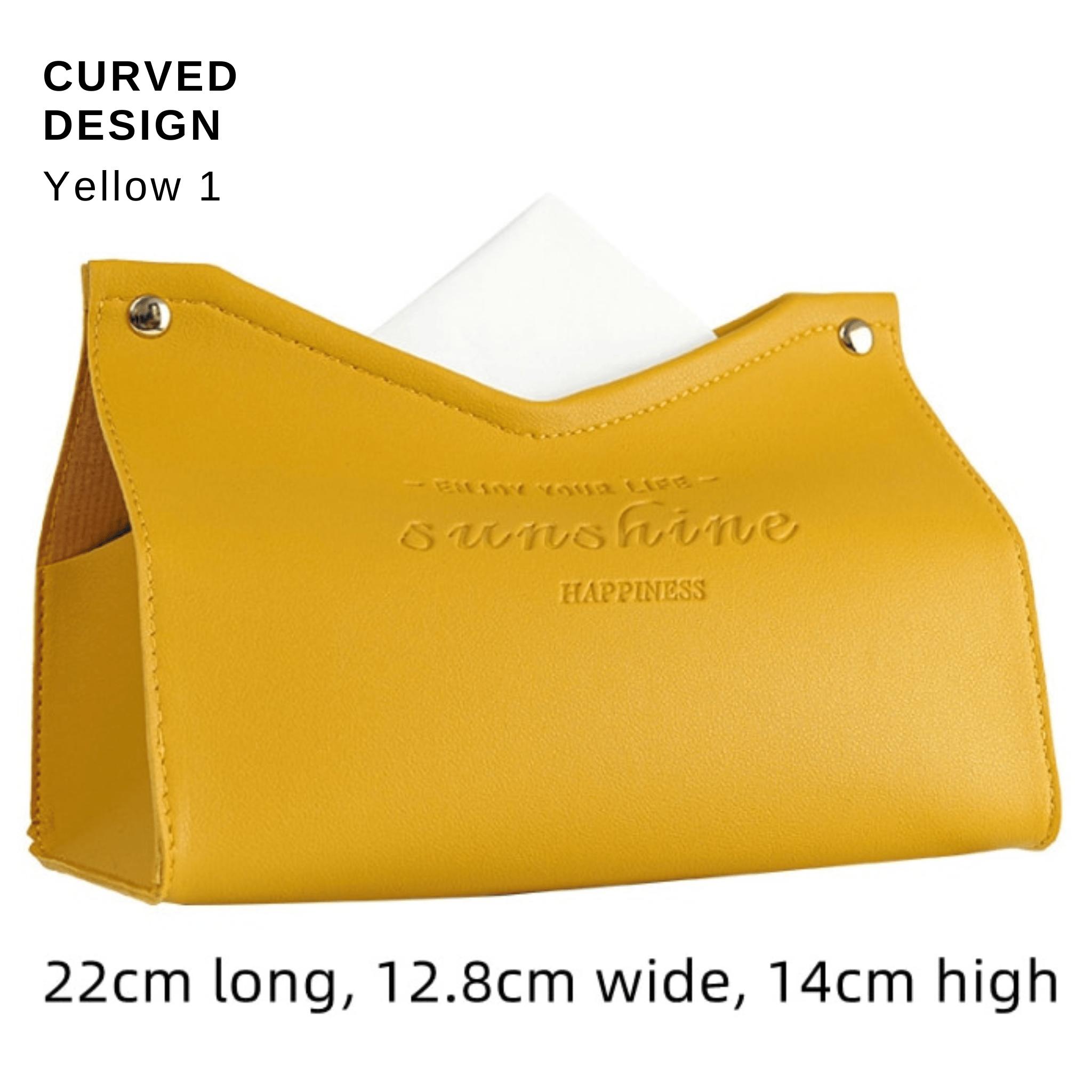 Stylish PU Tissue Box Holder | Curved and Straight Styles | Seven Colors yellow1 Facial Tissue Holder