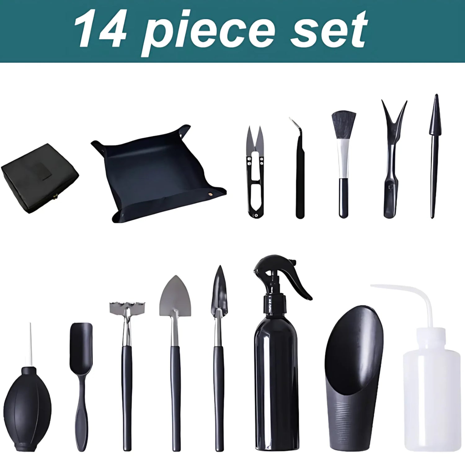 Succulent Tool Kit 14pcs set B black Gardening Tool