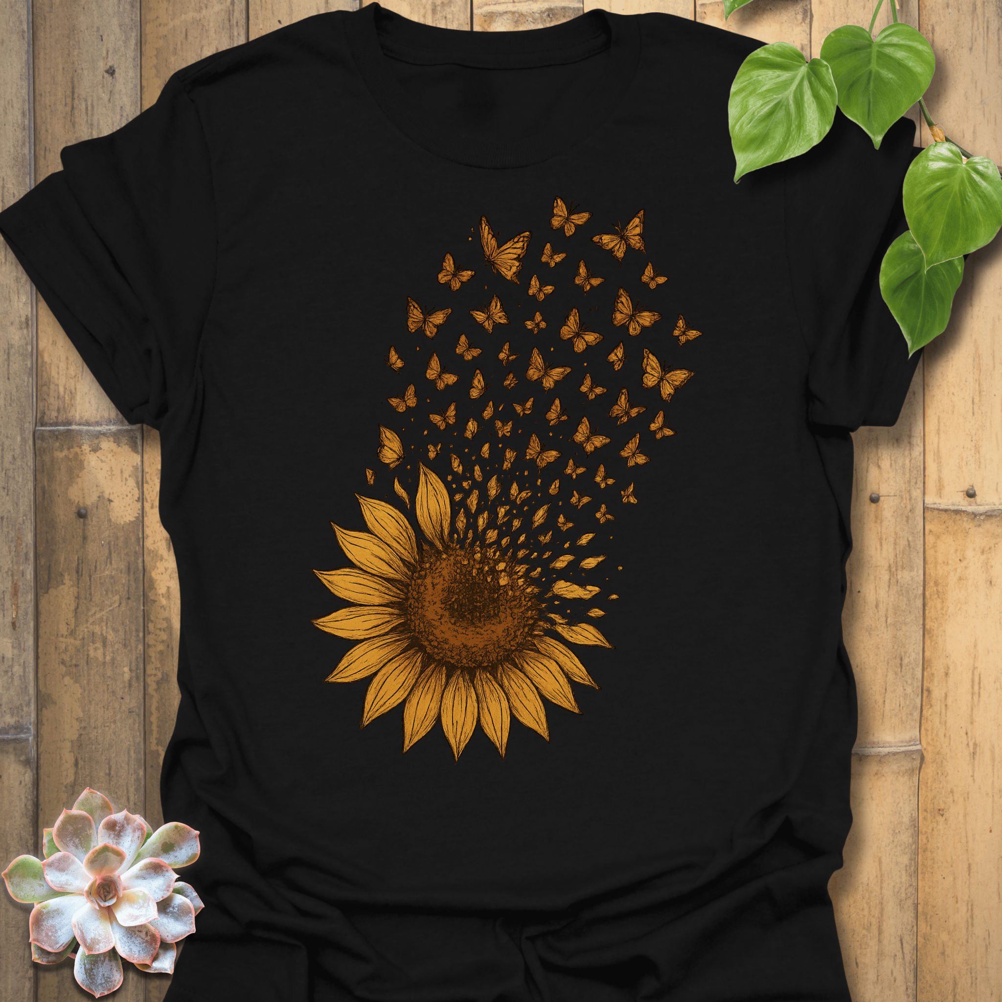Sunflower Butterfly T-shirt Black / S T-Shirt
